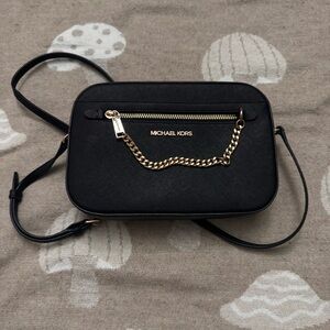 Michael Kors Black Crossbody Bag with Gold Chain
